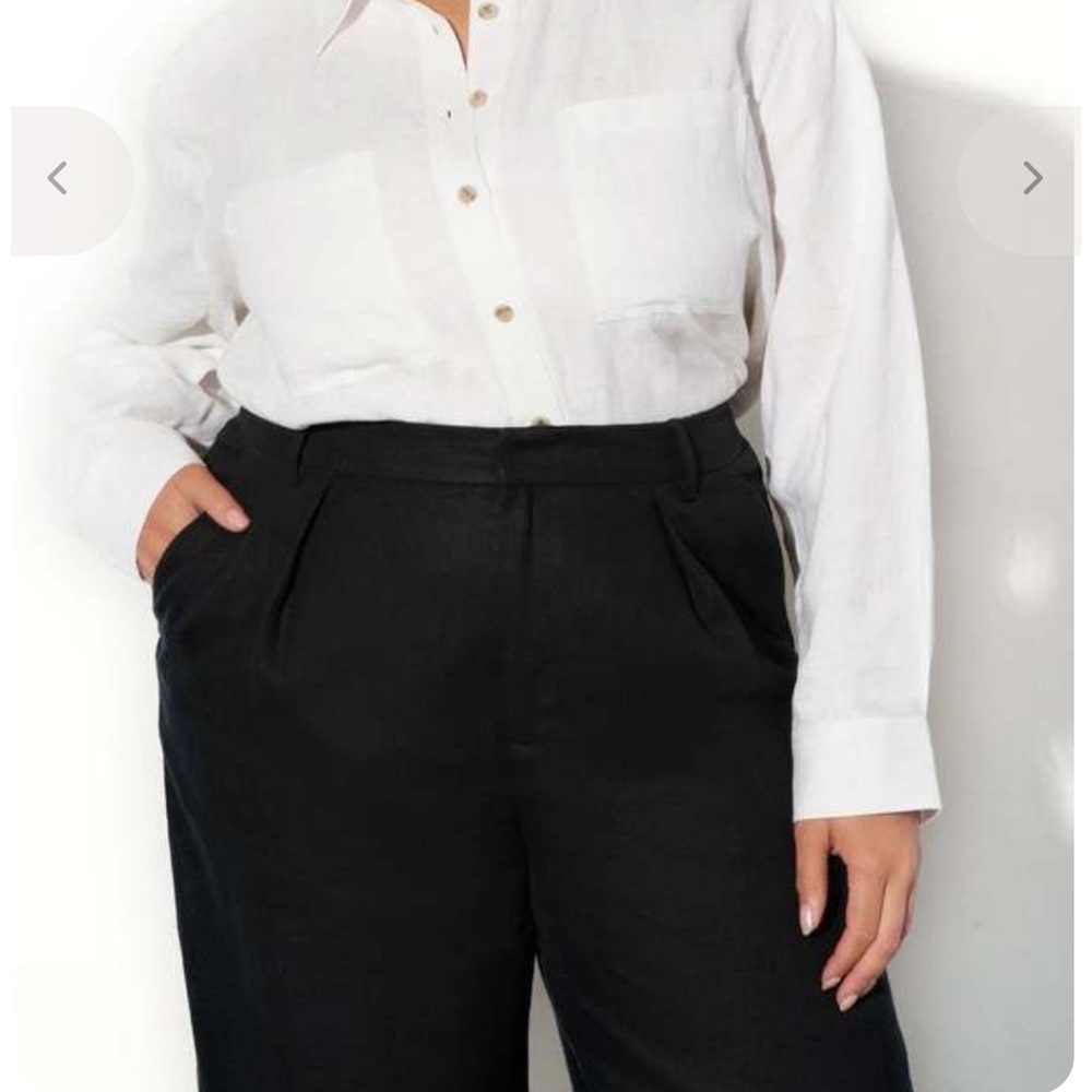 Mara Hoffman high waited wide leg linen black pants - Picture 2 of 9